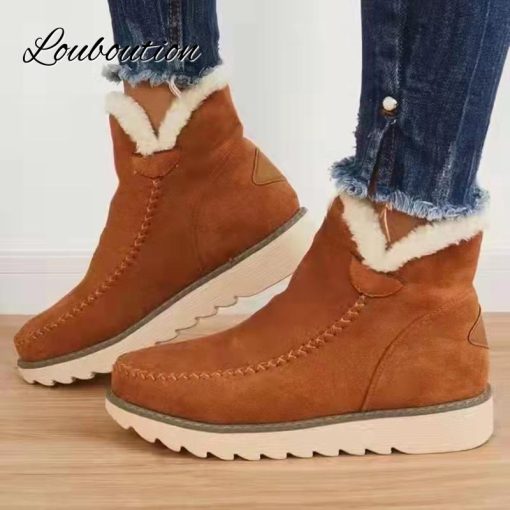 main image02022 Winter Women Cotton Boots Warm Ankle Round Toe Thick Sole Ladies Short Boots Fashion Comfortable
