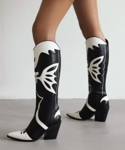 main image0AOSPHIRAYLIAN Retro Western Cowboy Boots For Women 2022 Pattern Cowgirls Patchwork Women s Vintage Love Heart