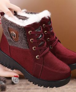 main image0Apanzu Women Boots Winter Keep Warm Quality Mid Calf Snow Boots Ladies Lace up Comfortable Waterproof