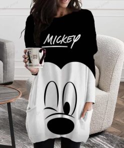main image0Autumn Spring Plus Size Women Disney Minnie Mickey Mouse Print O Neck Long Sleeve Simple Y2K