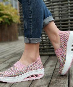 main image0Comfortable summer shoes woman platform sneakers 2022 new fashion breathable woven wedges sneakers women shoes tenis