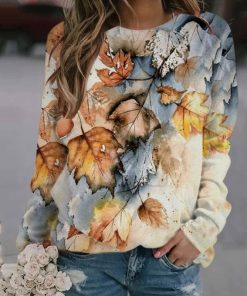 main image0Fashion Floral Printed Sweatshirt Hoodies O Neck Harajuku Tops Casual Ladies Tops Autumn Winter Female Women