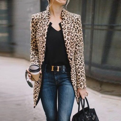 main image0Fashion Women Leopard Print Blazer Women Ladies Jackets Suit Slim yards Ladies Blazers Work Wear Blazers