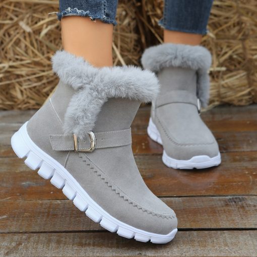 main image0Fashion Women s Thick Fur Snow Boots Non Slip Faux Suede Ankle Boots Woman Casual Plush