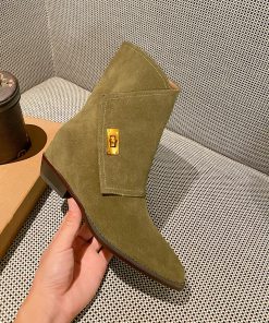 main image0Female Western Boots Chunky Heel Fashion Shoes for Women Real Suede Ankle Med Calf Women s
