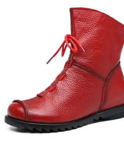 main image0Genuine Leather Women Winter Boots Fashion 2022 New Mid Calf Boot for Women Non Slip Rubber
