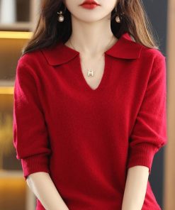 main image0Korean Style Cashmere Sweater Winter 2022 Trend Sweaters Cardigan Woman Designer Cardigans Female Knitted Top Red