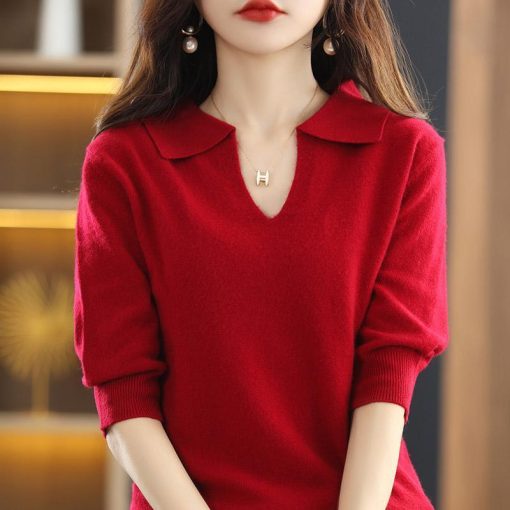 main image0Korean Style Cashmere Sweater Winter 2022 Trend Sweaters Cardigan Woman Designer Cardigans Female Knitted Top Red