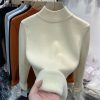 main image0Korean Turtleneck Slim Thicken Knitted Pullovers Woman 2022 Winter Plus Velvet Sweater Casual Fleece Lined Warm