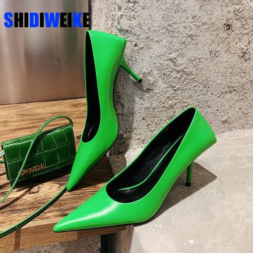 main image0Luxury Women 8cm High Heels Pumps Office Ladies Designer White Green Black Heels Prom Stiletto Dress