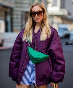 main image0Makaka Casual Bomber Jacket With Pockets For Women Loose Cotton Coat Fashionable Warm Parka For Fall