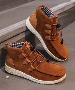 main image0Multi Color Platform Comfort Women Suede Walla Moccasins High Top Sneakers Lace Up Warm Flat Walking