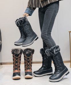 main image0New 2022 Winter Boots Women Snow Boots Winter Shoes Warm Thick Fur Non slip Waterproof High