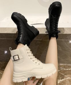 main image0New Arrivals Soft Boots Women Shoes Woman Boots Fashion Round PU Ankle Boots 2022 Winter Elastic