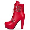 main image0Red Yellow White Women Ankle Boots Platform Lace Up High Heels Short Boot Female Buckle Autumn