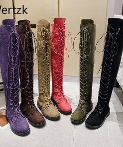 main image0Six Colors Casual Women s Boots Low Heels Flock Winter Over Knee Boots for Woman 2020