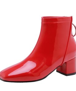 main image0Solid Ankle Boots For Women Casual Elegant Short Shoes Waterproof Pink Red White Women s Ankle