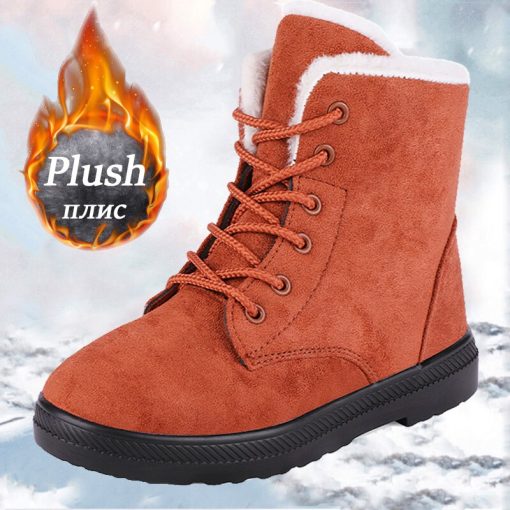 main image0Warm Women Boots New Winter Pulsh Snow Boots Women Shoes Comfort Lightweight Ankle Flat Boots Female