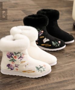 main image0Winter Boots Women s Shoes Fashion Ethnic Style Embroidered Short Boots Women Warm Snow Shoes Female
