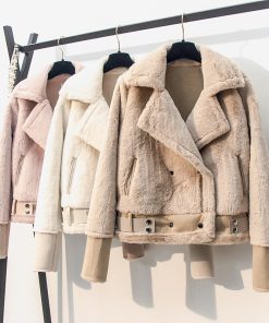 main image0Winter Thicken Warm Suede Coats Womens 2023 Korean Lambswool Overcoat Female Motorcycle Jacket Ladies Short Loose