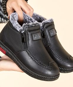main image0Winter Warm Women Ankle Boots 2023 Casual Shoes Plush Fleece Waterproof Solid Color Zipper Concise Female
