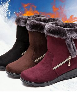 main image0Women Boots 2019 New Snow Boots For Winter Shoes Woman Wedges Heels Botas Mujer Plus Size