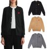 main image0Women Cardigan Cotton Heart Eye Embroidery O Neck Long Sleeve Button Spring Autumn Casual Fitted Lady