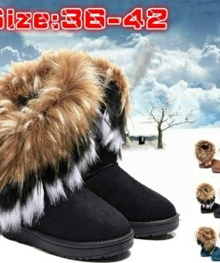 main image0Women Fur Boots Ladies Winter Warm Ankle Boots for Women Snow Shoes Style Round toe Slip