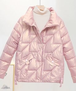 main image0Women Jacket 2022 New Winter Parkas Female Glossy Down Cotton Jackets Stand Collar Casual Warm Parka
