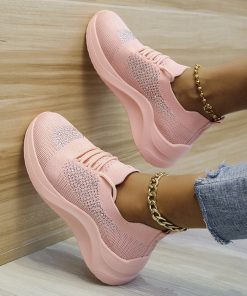 main image0Women Sneakers Women Casual Lace Up Wedge Sports Shoes Height Increasing Shoes Air Cushion Comfortable Platform