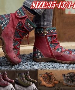 main image0Women s Ladies Retro Bohemian Style Ankle Zip Short Boots Booties Casual Shoes Women s Winter 1