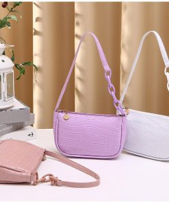 main image0Women s PU Solid Color Handbag Casual Women s Handbag Shoulder Bag Fashion Exquisite Shopping Bag