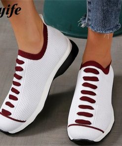 main image0Women s Personality Sneakers 2022 Spring New Stretch Fabric Breathable Slip On Casual Shoes Outdoor Running