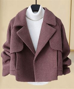 main image0Woolen Jacket Women s Autumn Winter Korean Version Of Solid Color Slim Long sleeved Lapel Short