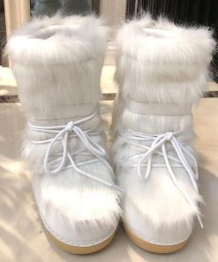 main image12022 Autumn Winter European American Fashion Space Boots Furry Moon Shoes Snow Boots Women Plus Velvet