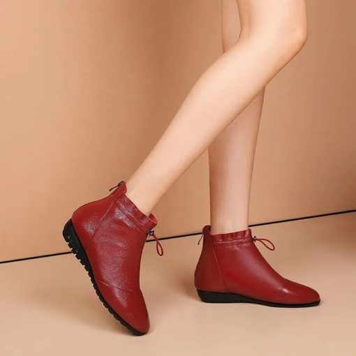 main image12022 New Style Short Tube Red Women s Boots Casual Fashion Boots Autumn Leather Platform Women