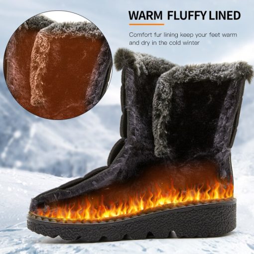 main image12022 New Women Waterproof Snow Boots Winter Warm Rabbit Fur Ankle Boots Female Platform Non Slip