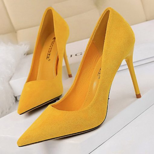 main image1BIGTREE Shoes 2023 New Women Pumps Suede High Heels Shoes Fashion Office Shoes Stiletto Party Shoes