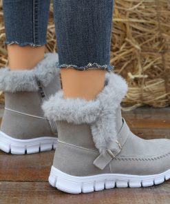 main image1Fashion Women s Thick Fur Snow Boots Non Slip Faux Suede Ankle Boots Woman Casual Plush