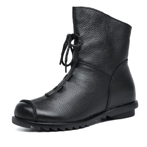 main image1Genuine Leather Women Winter Boots Fashion 2022 New Mid Calf Boot for Women Non Slip Rubber