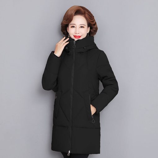 main image1Hooded Thick Down Jacket Female 2021 New Middle Aged Mother Cotton Winter Coat Grandmother Wear Plus