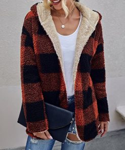 main image1New Winter Plaid Thick Warm Jacket Parkas Women Lambswool Cotton Padded Coat Female 2021 Autumn Fashion