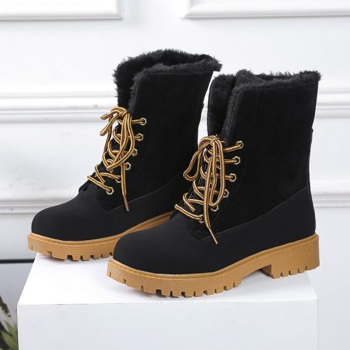 main image1Pink Boots Women Winter Shoes Platform Designer Shoes Woman 2022 New Suede Stitching PU Plus Size