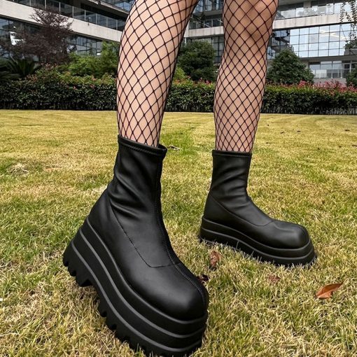 main image1Platform Women Ankle Boots Gothic Style Cool Women Combat Boots 2022 Brand New Street Women Shoes
