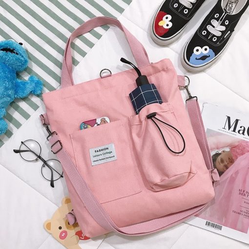 main image1Simple Women Package Print Cute Bear Canvas Bag Handbags Japanese Literary Shoulder Bag Casual Shopping Tote