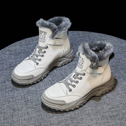 main image1Winter Platform Shoes for Women 2022 Designer Luxury Sneakers Girls Plush Sports Shoes Flats Snow Fur