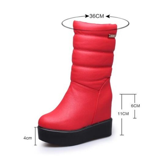 main image1Women Increased Internal Boots Wedge Mid Calf Boots Women Fashion Plush Warm Leather Snow Boots Round