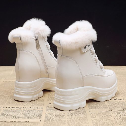 main image1Women s Fur Snow Boots Winter Thick Bottom Short Boots 7cm Heels Round Toe Warm Plush