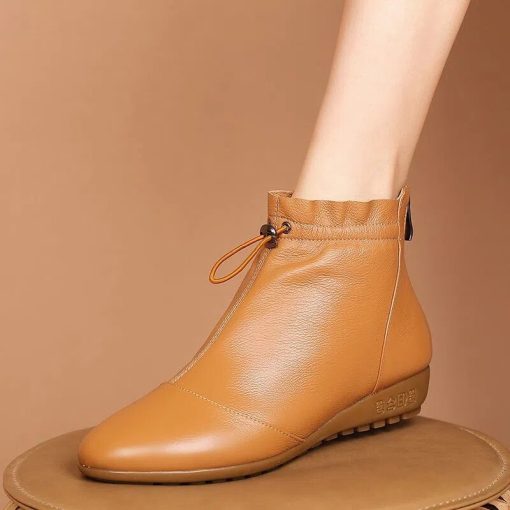 main image22022 New Style Short Tube Red Women s Boots Casual Fashion Boots Autumn Leather Platform Women