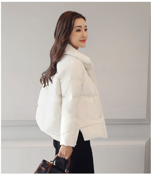 main image22022 Winter Jacket Women White Black Manteau Femme Warm Thick Solid Short Style Cotton padded Parka